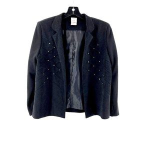 Vintage Petites by Willi USA Women's Faux Suede Rhinestone Crop Jacket Size 10